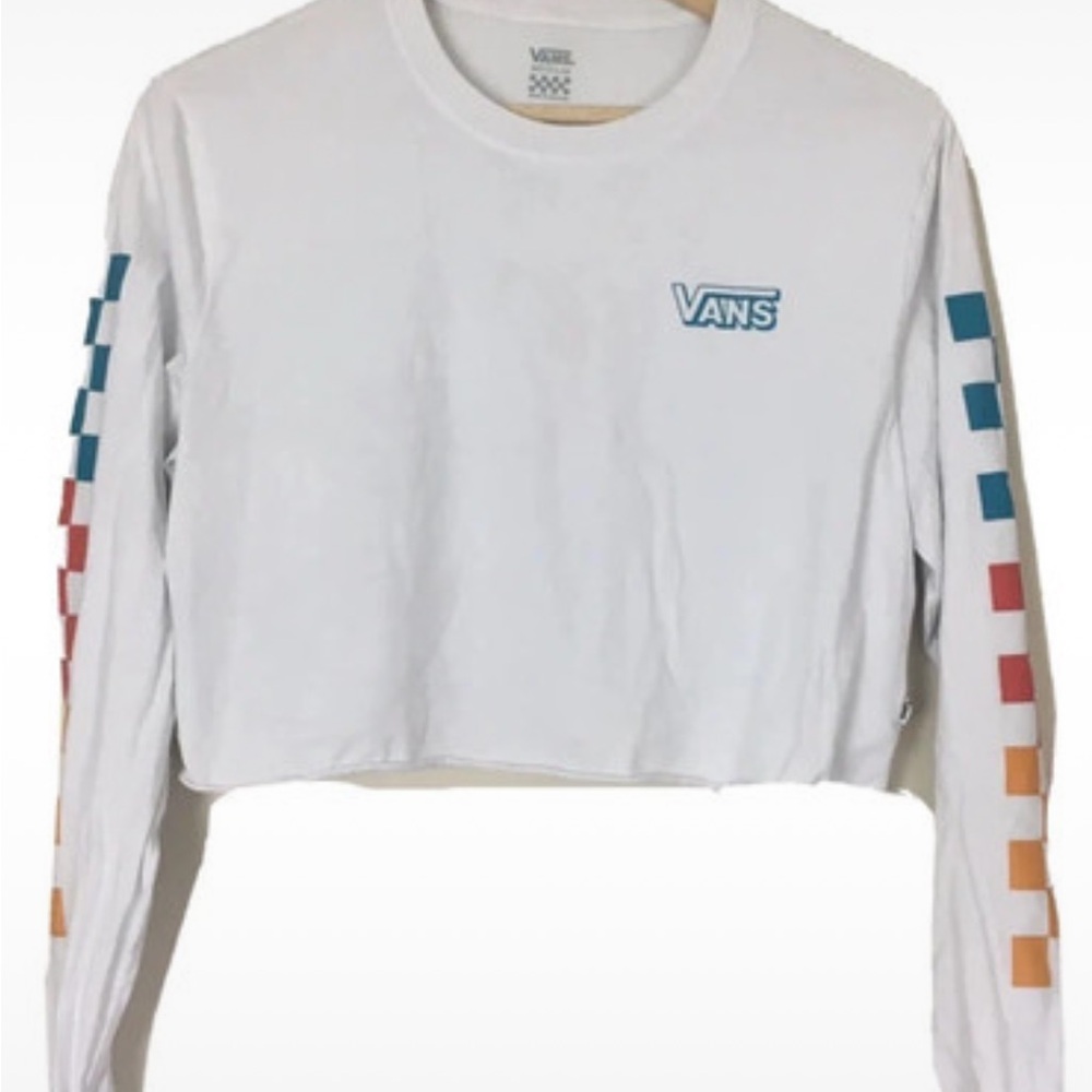 Vans White Cream Long Sleeve Crop Sweatshirt